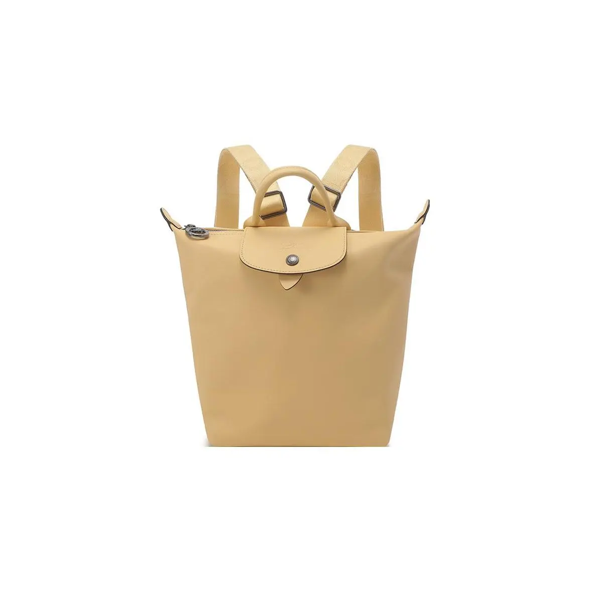Longchamp Le Pliage Zip Top Handle and Backpack Bag for Women, Wheat Yellow Leather