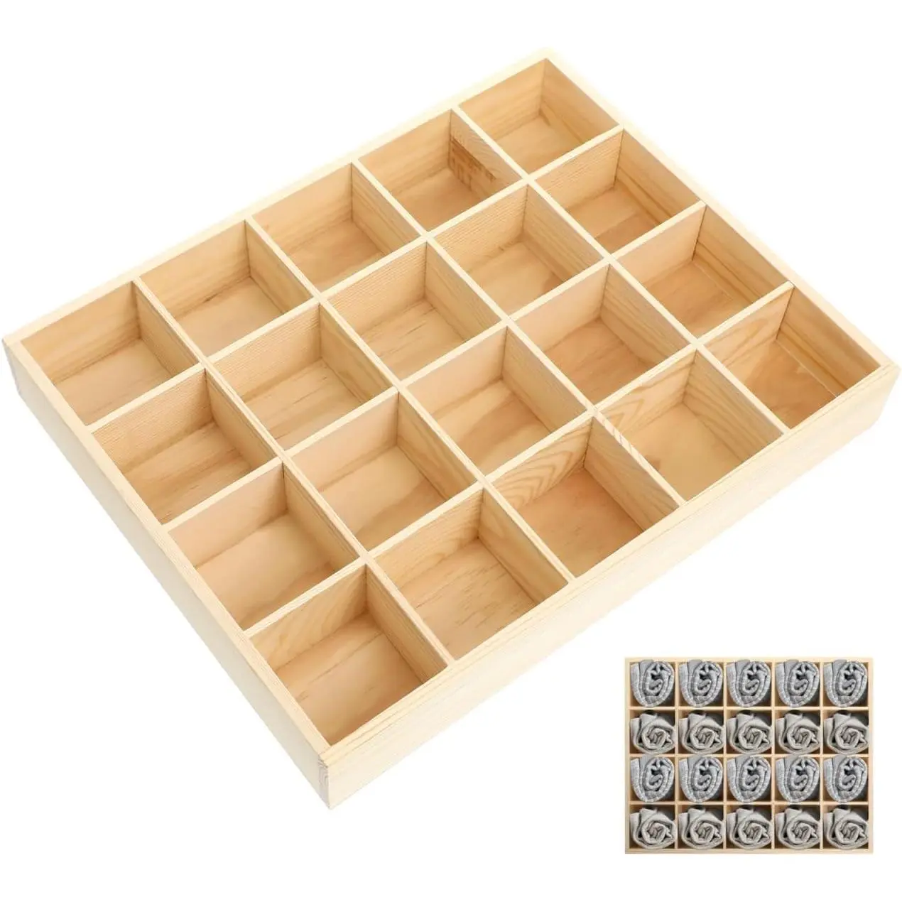 Underwear Storage Case 20 Compartment Drawer Organizer for Socks Panties Bras Leggings Stackable Storage Box  Color 13.38 X 10.62 X 1.96 in
