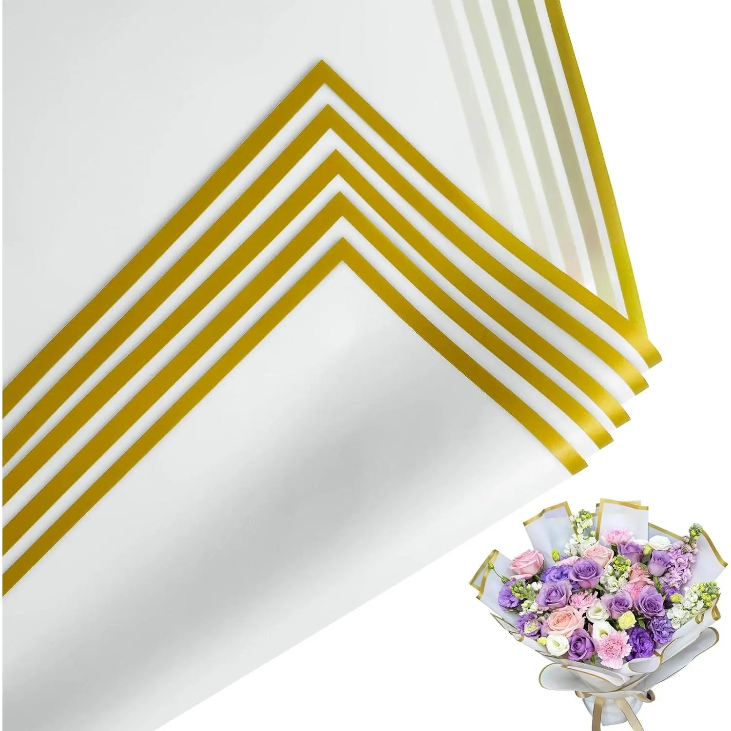 20 Sheets Floral Wrapping Paper,  Bouquet Wrapping, 22.8x22.8IN, Florist Supplies Packaging Paper, DIY  Box, Wedding & Birthday Gifts,  (White)