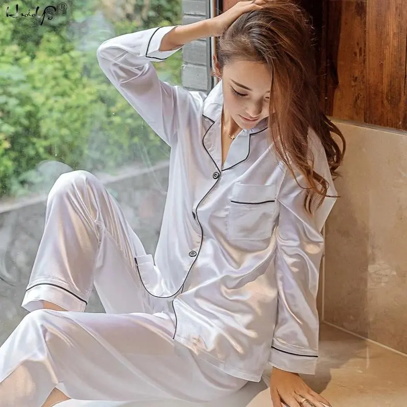 Cute Plaid Satin Pajama Set for Women, Plus Size 2 Piece Nightwear with Button Front Top and Elastic Pants for Loungewear, 2 Piece Nighty, Lady