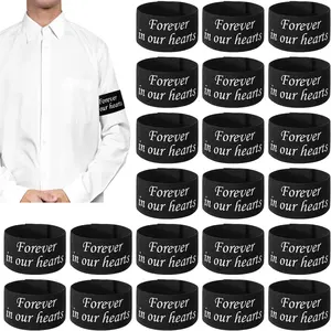 25 Pcs Black Elastic Adjustable Mourning Arm Bands, Funeral Armbands for Memorial Condolence Respect Events