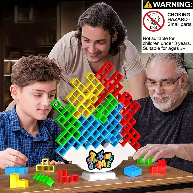 16/32/48Pcs Challenging Balance Stacking Blocks Set, Fun Interactive Desktop Puzzle Game Boosting Concentration, Family Party Team Game Toy for All Ages, Halloween & Christmas Present