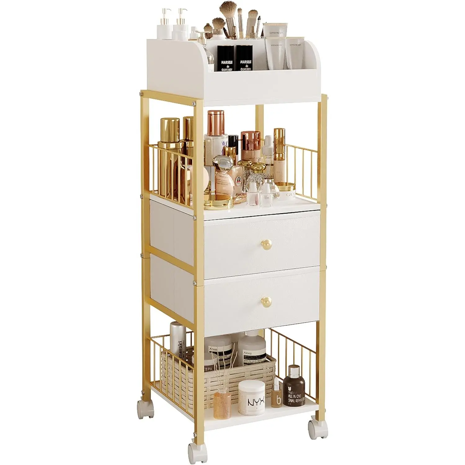 Makeup Organizer Storage Cart with Drawers Large Skincare organizers | Makeup Stand Makeup  Organizer  Display Cases Holder for  Care  Polish Perfume Makeup Brush ()