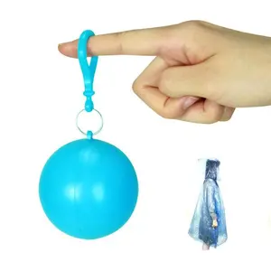 1 count Outdoor portable raincoat ball, disposable raincoat, camping, fishing, tourism emergency raincoat, round keychain raincoat