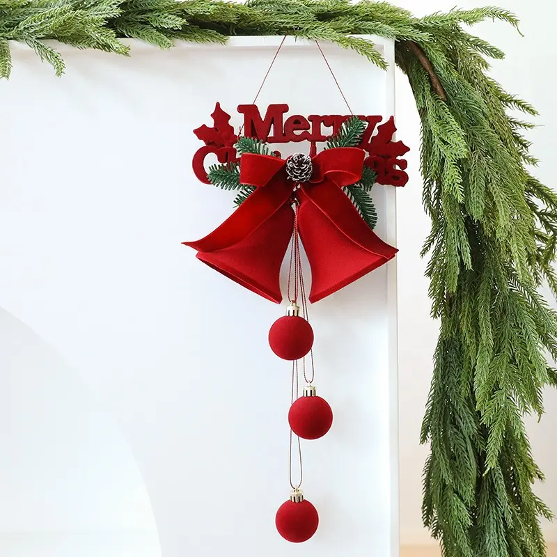 Christmas Bell Ornament, Wine Felt Christmas Tree Decoration, Festive Holiday Scene Decor, Hanging Bell Accessory for Christmas