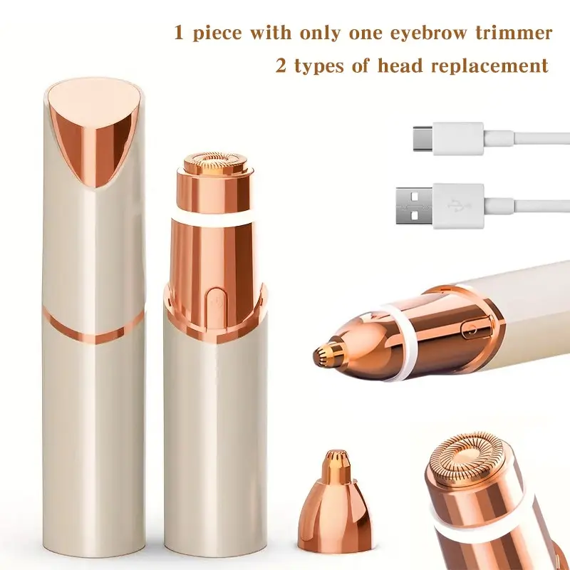 2-In-1 Facial & Eyebrow Trimmer, Portable Eyebrow Trimmer, Painless Eyebrow Trimmer, USB Rechargeable Hair Removal Device & Eyebrow Razor, Pain-Free Face Lip Body Shaver, Eyebrow Shaper