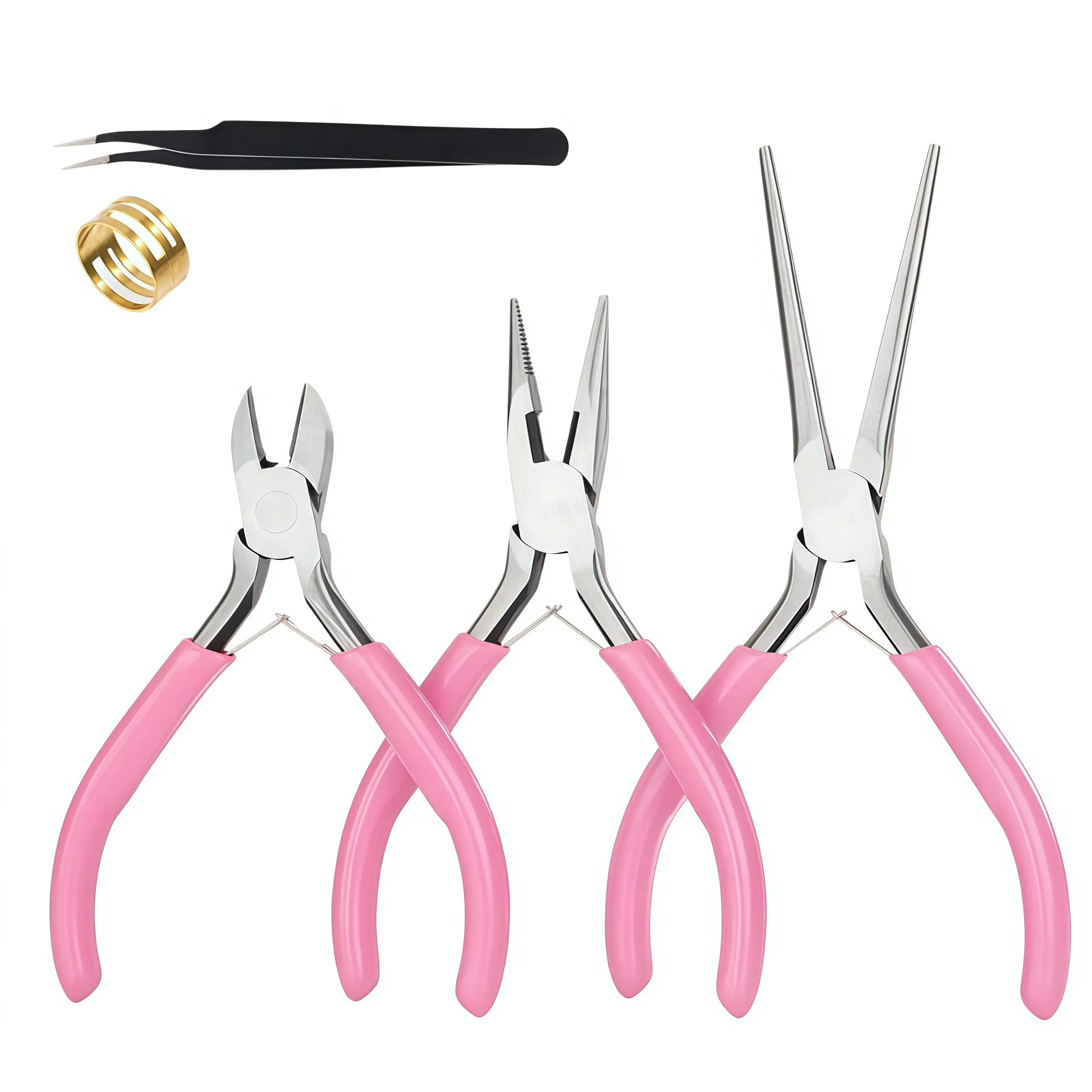Mini Pliers Set, Jewelry Tool Kit with Needle Nose, Diagonal Cutters, Long Jaw, Tweezers, Open Ring, for Jewelry Making, Repair, Crafts