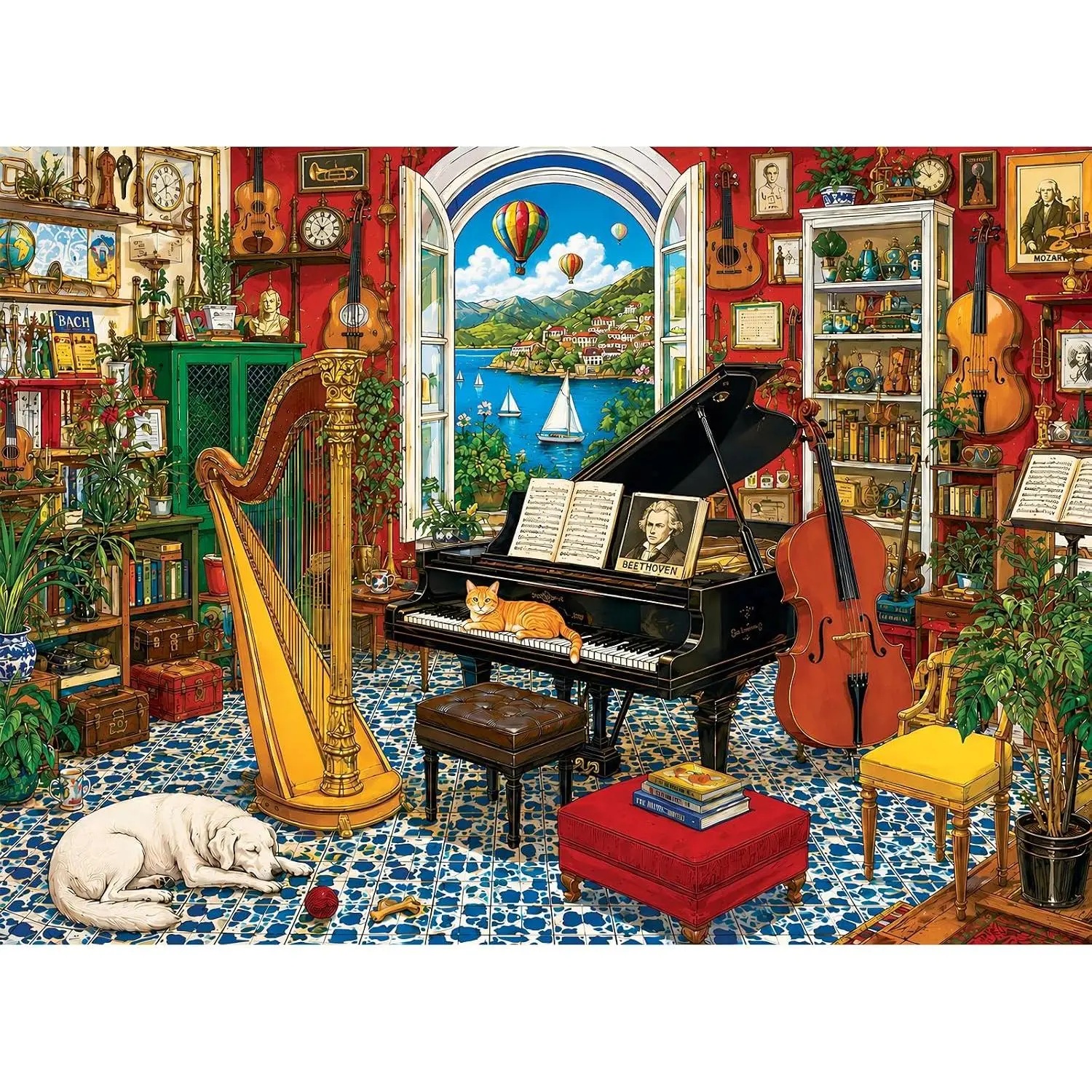 500 Piece Puzzle for Adults, Vintage Music Studio Lake View Jigsaw Puzzle