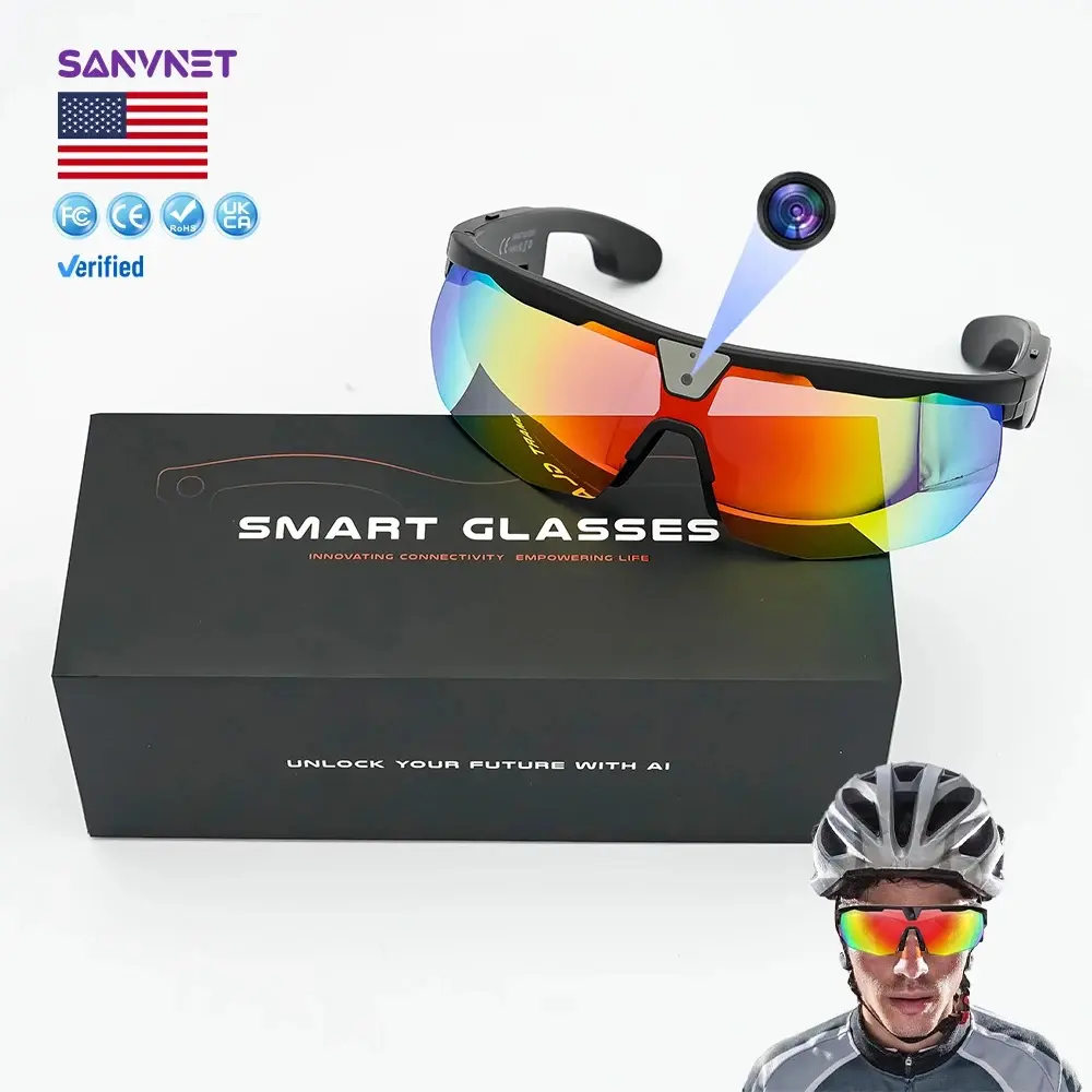 Hot TikTok Toy US Stock SNT STRIDE Cycling Smart Al Glasses with 8MP Camera Anti-Shake Sunglasses Video Recording WiFi Transfer Smart Eyewear