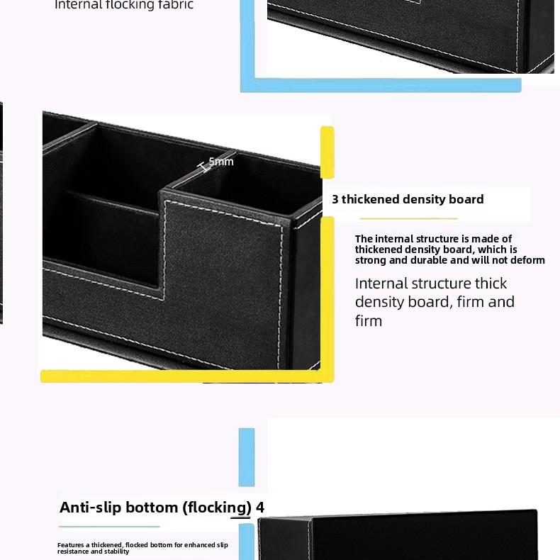 Simple leather pen holder, dual pen holder, multifunctional desktop storage box, office supplies stationery organizer Simple leather pen holder, dual pen holder, multifunctional desktop storage box, office supplies stationery organizer