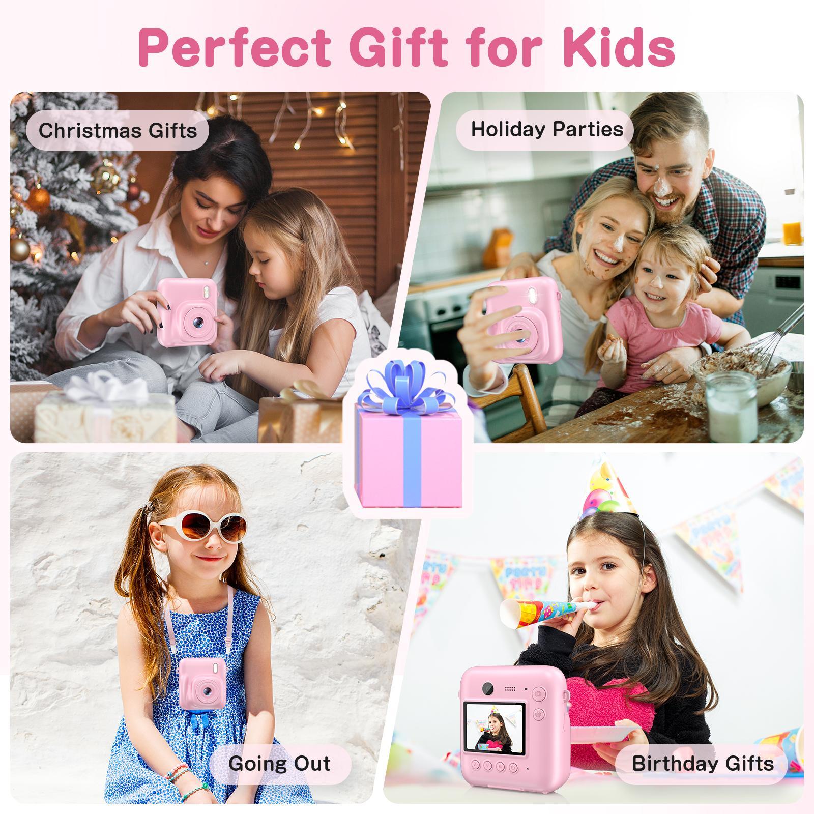 Portable Instant Print Digital Camera, 1080P Video Camera with 32G Card & 4 Rolls Print Paper, Camera for Boys and Girls Birthday Gifts