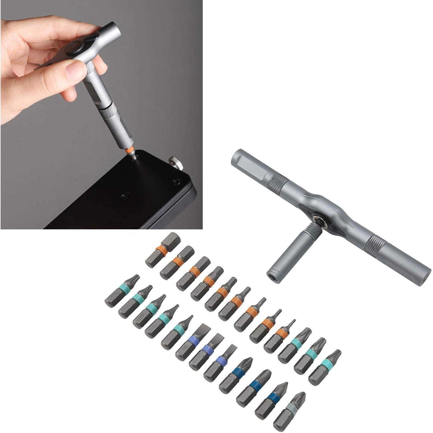 Ratchet  Set Nut and  Tool Set Small Ratchet Repair  Set Rotatable Ratchet Handle Portable Furniture Computer Bicycle Repair kit Mini Repair Kit T Ratchet Wrench Set