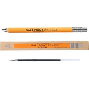 Retro Wooden Barrel Style Ballpoint Pen with Gel Ink, 0.5mm Fine Point for Smooth Writing, Refill Including,  for Writers, Artists & Students (Oragne)