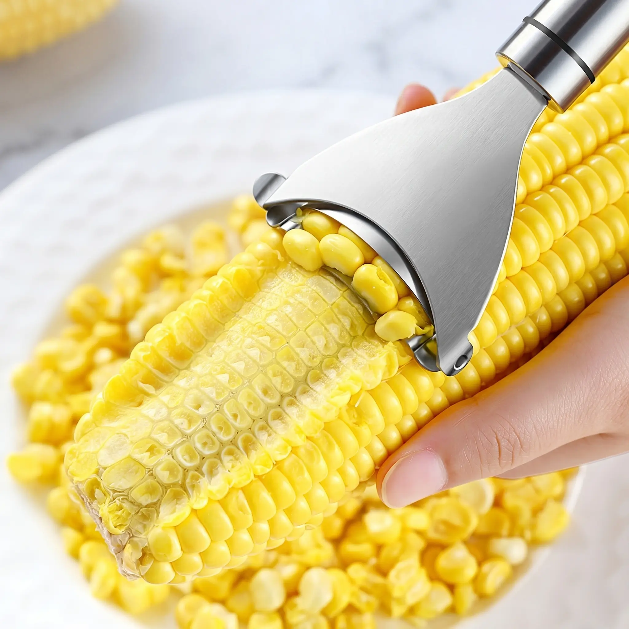 1-2 pcs Household Corn Peeler, Stainless Steel Corn Grater, Efficient Corn Detacher, Durable Corn Stripper, Ideal for Home Use, Vegetable Fruit Grater, Vegetable Fruit Utensils-YY1