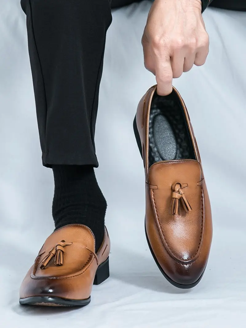Men's Fringe Casual Shoes, Elegant Business Oxford, Slip-On Formal Footwear, Lightweight Comfortable Fashion, Perfect for Weddings and Parties
