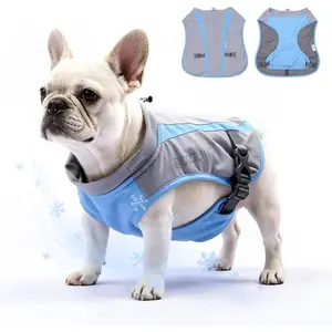 Mora Pets Dog Cooling Vest UPF 50 Sun Protection Evaporative Cooler Jacket Lightweight Breathable Summer Apparel with Leash Hole for Small Medium Large Dogs Light Gray Blue Medium