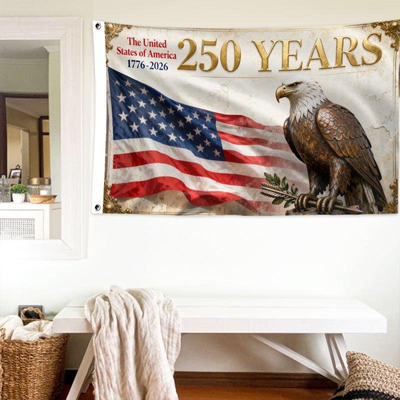 1pc 1776-2026 250th Anniversary American Flag for Ship, House and Party Decorations, American Flag Decorations, Anniversary Celebrations, Yard Decorations, Anniversary Celebration Decor, Yard Display Flag, Large Outdoor Flag, Anniversary Edition Flag
