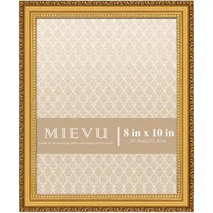 8×10 Gold Picture Frame for Wall Hanging and Tabletop Display, Ornate Vintage Photo Frame for Poster with Durable Plexiglass