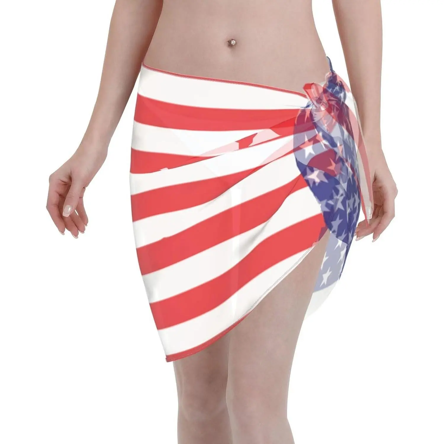 Women's Sheer Chiffon Short Sarong Beach Wrap, Quick-Dry Bikini Coverup Skirt for Swimwear