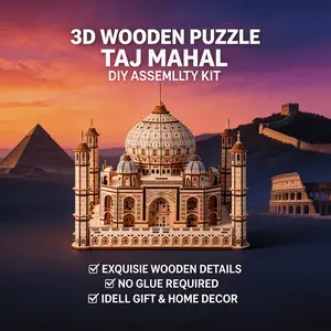 Taj Mahal 3D Wooden Puzzle DIY Model Kit,  Miniature Architectural Building Craft Set for Adults, No Glue Laser Cut Wooden Model, Vintage Desktop Home Decor, Ideal Craft Gift for Hobbyists, Perfect Craft Gift for Adults & Teens birthday unique house