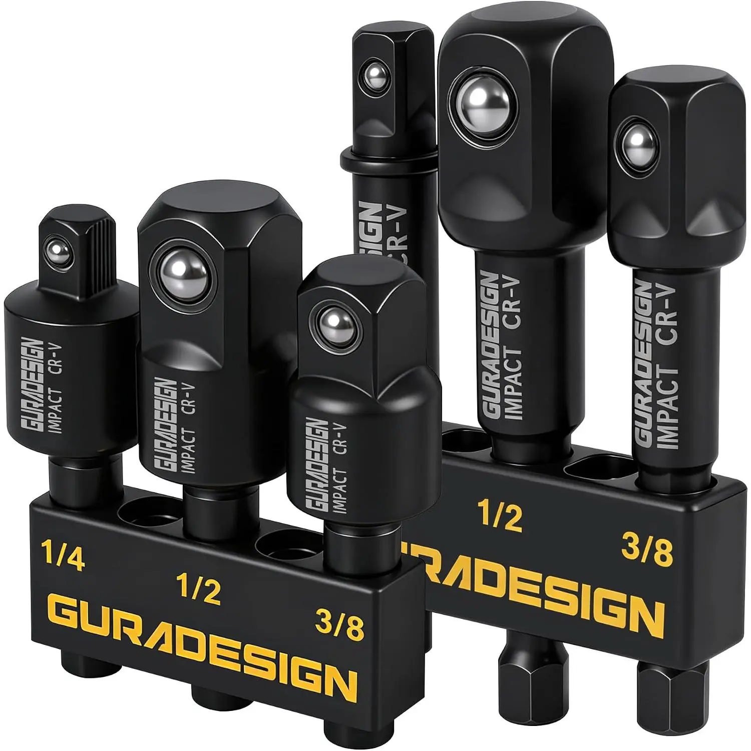 Socket Adapter Set, 6- 3" Extension Bit With Holder, 1/4", 3/8", and 1/2"  socket adapter &  Joints drill socket adapter
