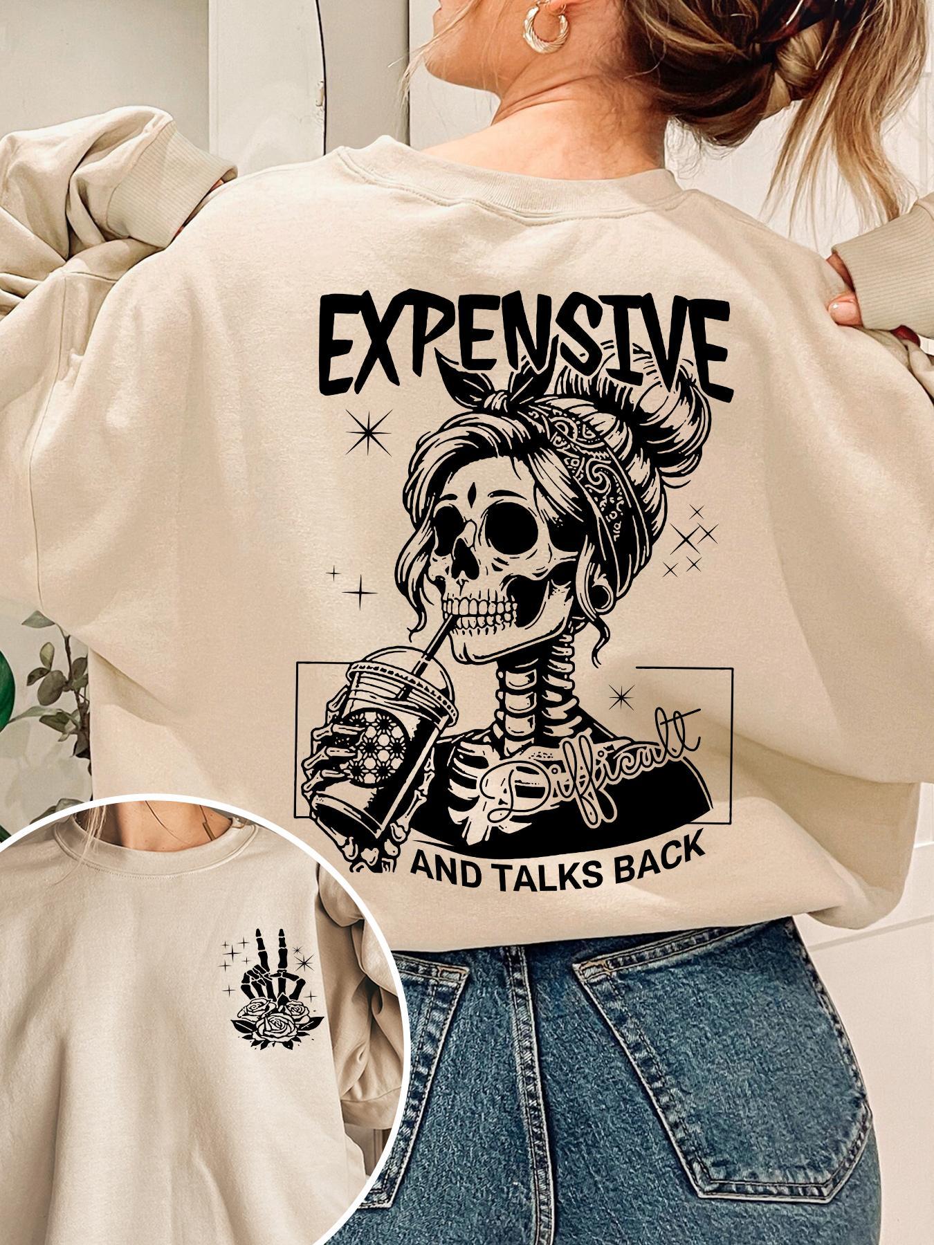Women's Letter, Halloween & Skeleton Print Drop Shoulder Sweatshirt, Fashion Casual Long Sleeve Crew Neck Pullover for Daily Holiday Outdoor Wear, Women Clothing for Fall & Winter, Lady Tops, Womenswear, Graphic Sweatshirts Women's Letter, Halloween & Skeleton Print Drop Shoulder Sweatshirt, Fashion Casual Long Sleeve Crew Neck Pullover for Daily Holiday Outdoor Wear, Women Clothing for Fall & Winter, Lady Tops, Womenswear, Graphic Sweatshirts