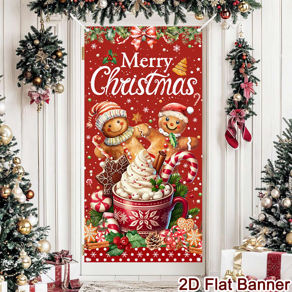 Christmas Door Banner Merry Christmas Decor for Home 2025 Xmas Hanging Wall Door Decor Navidad Noel Happy New Year Gift 2026