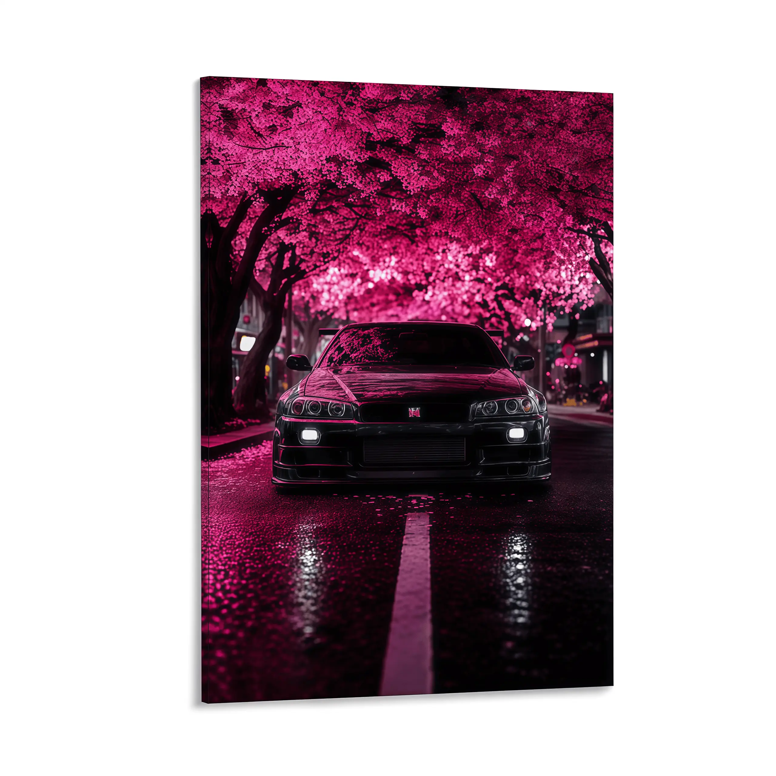 Canvas Art Print Posters, Artwork For Wall Decor, Realistic Vehicle Art, Classic Japanese Sports Car Under Cherry Blossoms, Perfect Gift for JDM Vintage Car Enthusiasts, Ideal Gift for Bedroom, Living Room, Dormitory Hallway, Wall Decoration, Wall Art