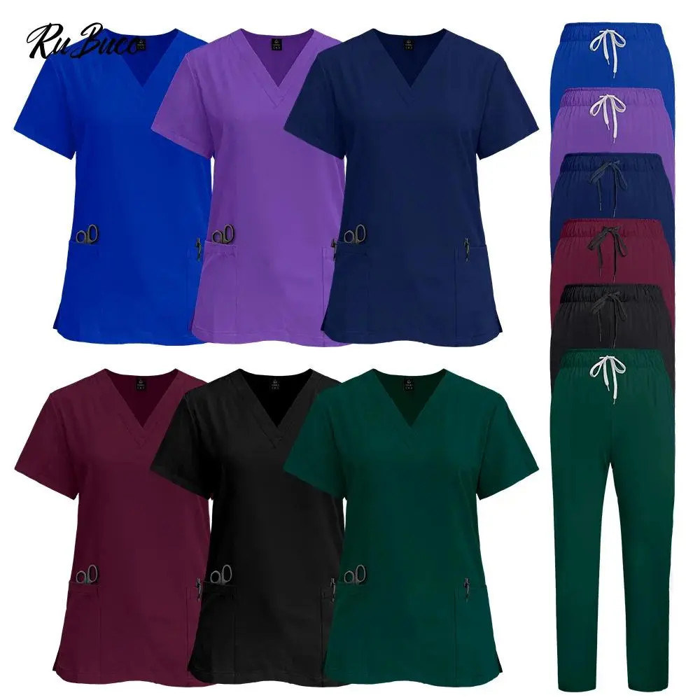 Men's Solid Color Surgery Scrub Set - Workwear for Hospital Doctors, Dentistry Professionals; Beauty Salon, Spa Uniforms