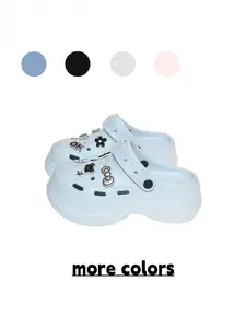 Women's Beige Chunky Dual-wear Clogs, Hollow Breathable Sandals with Cartoon Bear Decor for Home & Outdoor