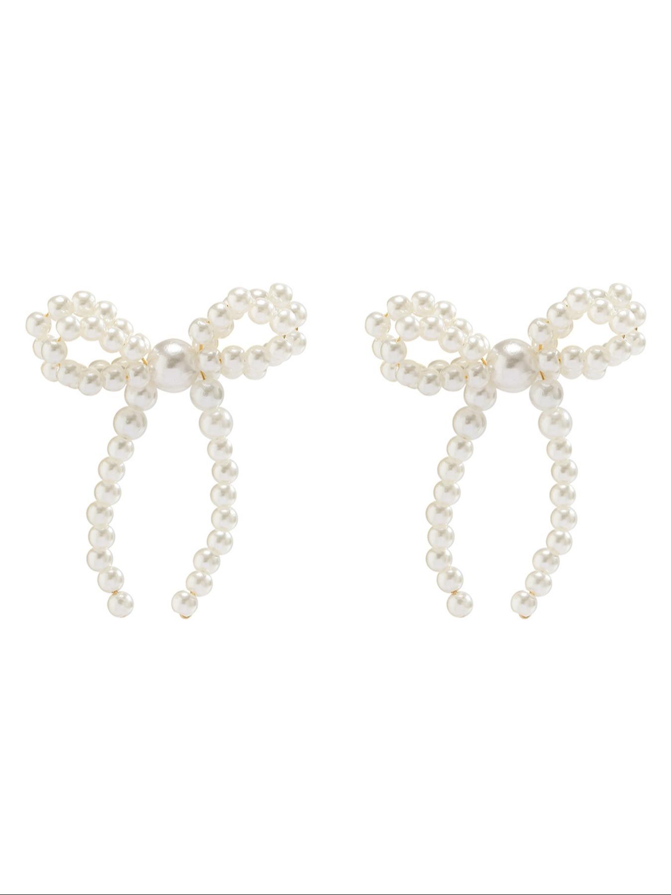 Gorgeous Faux Pearl Bow Decor Stud Earrings, Fashion Elegant Earrings Jewelry for Women, Daily Clothing Decor, Trendy Faux Pearls Craftsmanship Jewelry for Birthday Gift Fall, Mother's Day Gift, Versatile Earrings Gorgeous Faux Pearl Bow Decor Stud Earrings, Fashion Elegant Earrings Jewelry for Women, Daily Clothing Decor, Trendy Faux Pearls Craftsmanship Jewelry for Birthday Gift Fall, Mother's Day Gift, Versatile Earrings