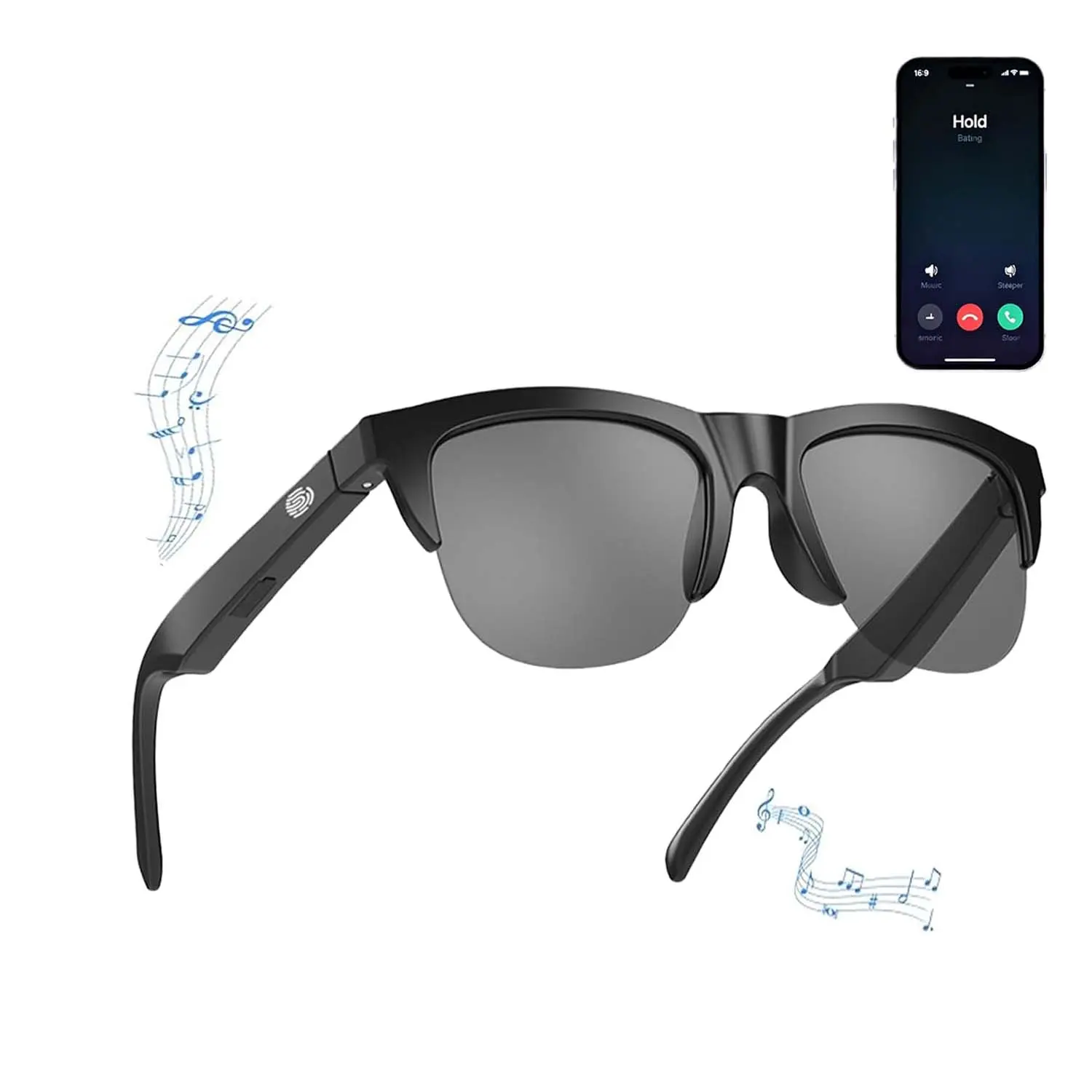 Multifunctional Rechargeable Bluetooth Wearable Smart Glasses - USB-Charged UV Protection Audio Eyewear with Voice Calling, Long-Lasting Battery, Valentine's Day Gift, Multifunctional Audio Sunglasses, Smart Music Glasses, Hiking, Hi-Fi Audio Makes Podcas