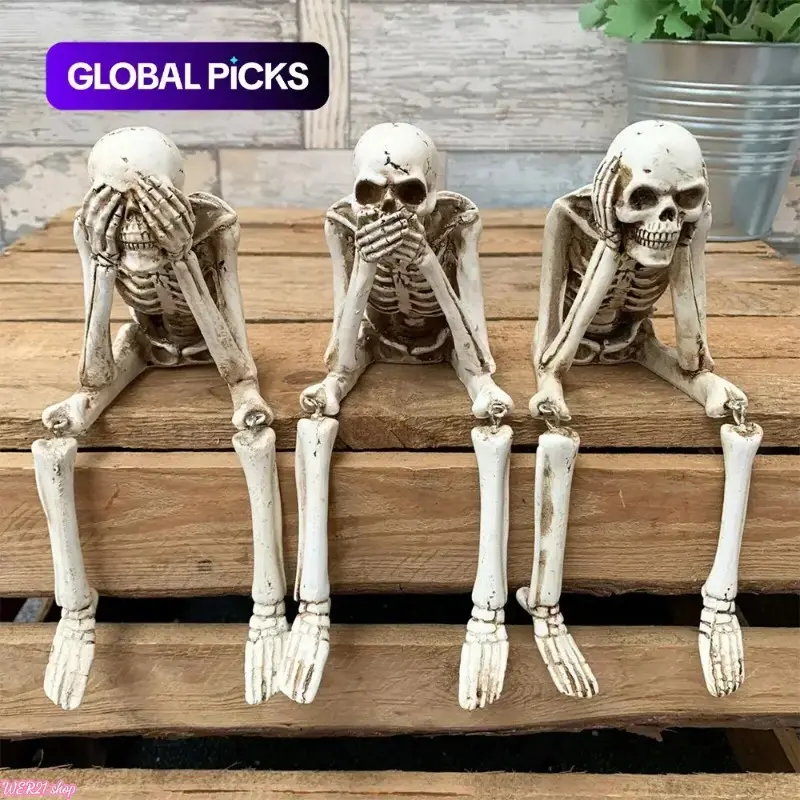 [HalloweenTok]Skeleton Decoration, Creative Skull Ornament Halloween Decoration, Decorative Statues, Home Decor for Living Room Bedroom Office, Gift for Friend, Skull Design, Resin Sculptures, Skull Figurine