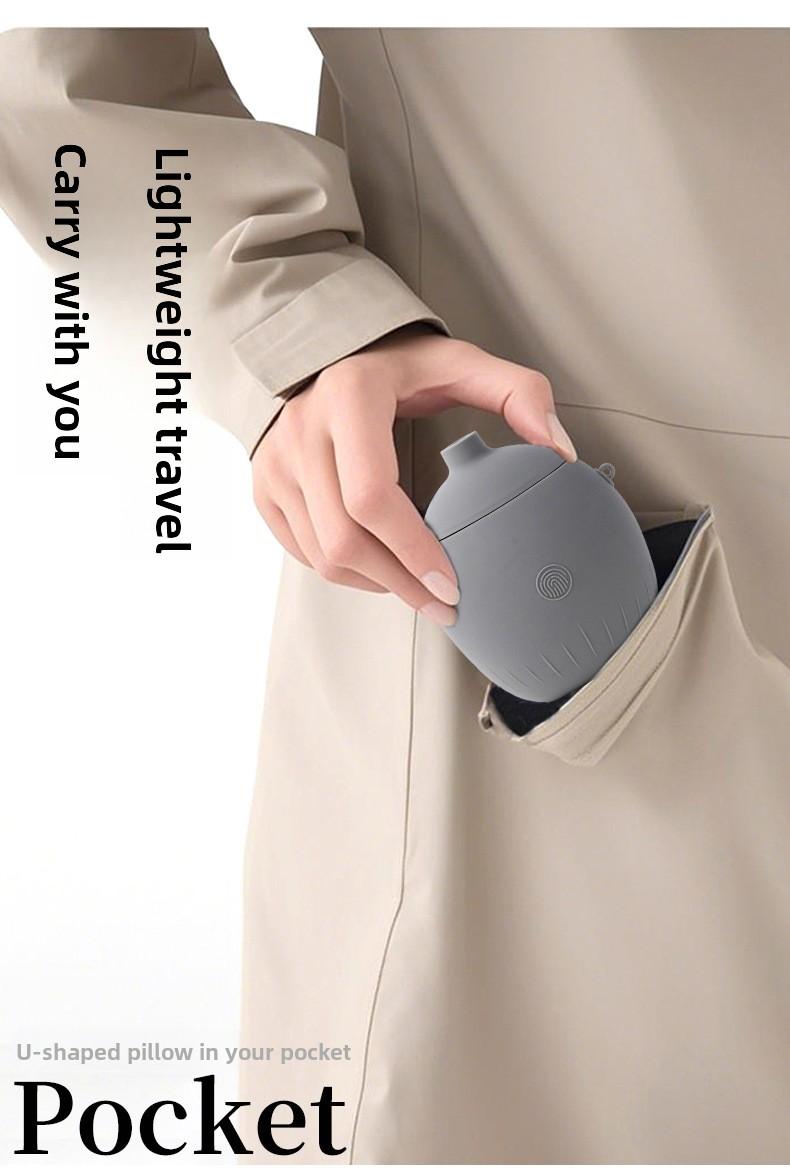 Inflatable U Shaped Neck Pillow for Travel Neck Support Portable Collapsible Travel Pillow for Airplane Car Train Comfortable Neck Cushion