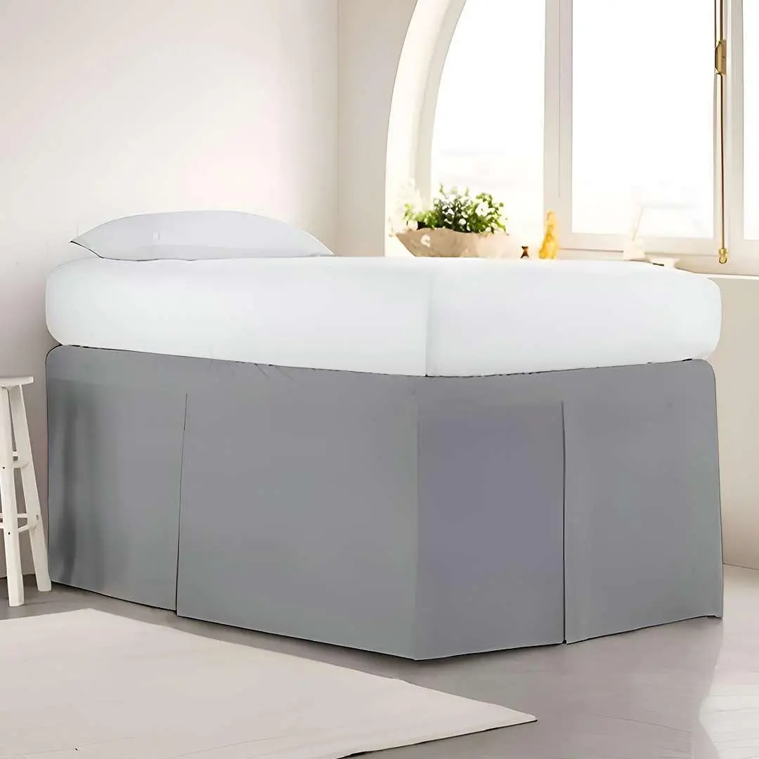 Extra Long Dorm Bed Skirt, Twin XL 32 Inch Drop, Pleated Style with Split Corners, 3 Panels, 100% Microfiber, College Room Essentials (Light Grey)