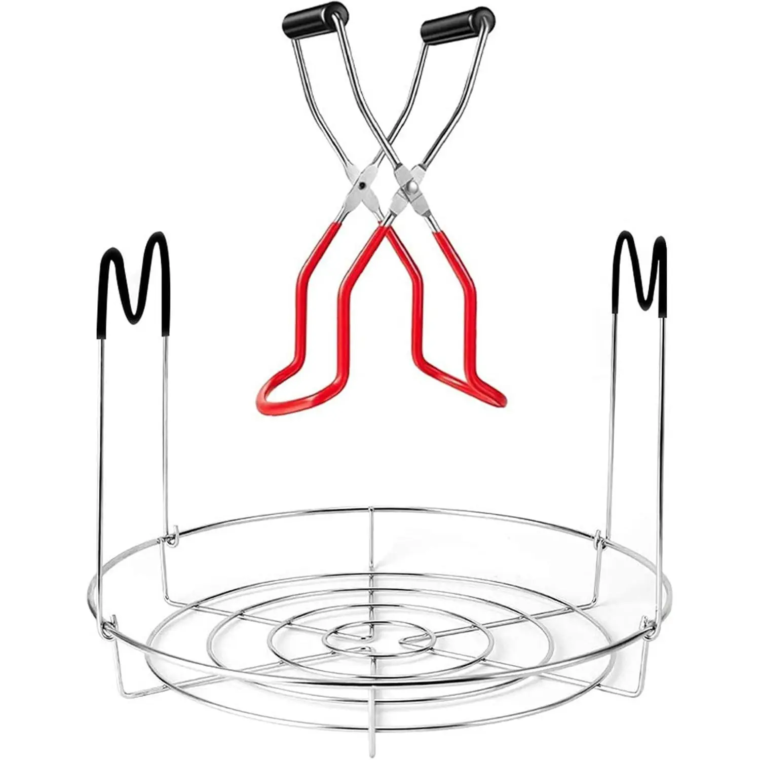 Canning Rack with Heat Resistant Silicone Handles, Stainless Steel Canning Jar Rack Canner Rack Canning Tongs for Regular Mouth Ball Jars, Canning Jar Lifter(no jars)