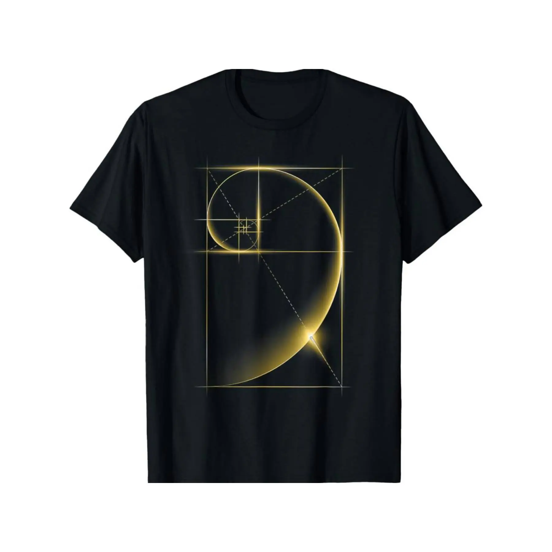 Men's Short Sleeve Cotton Knit T-Shirt - Fibonacci Sequence Golden Ratio Spiral Geometry Design, Round Neck Casual Top for Training, Beach - Science Apparel for Mathematicians, Shortsleeve, Tshirt, Fabric