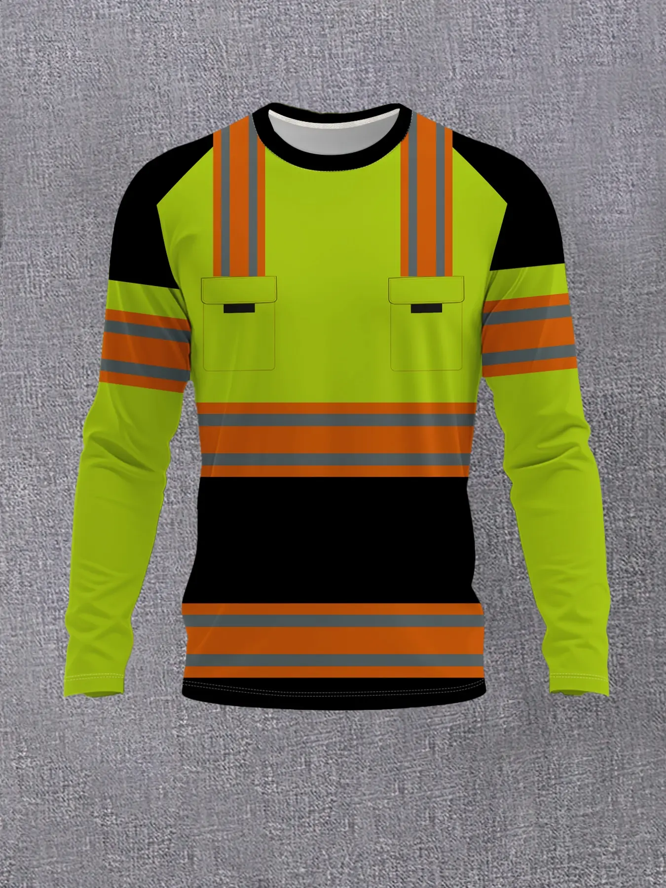 Men's fashionable printed round-neck long-sleeve shirt - Trendy workwear style with multiple design elements, versatile and suitable for all occasions as a base layer shirt, Tops, Menswear
