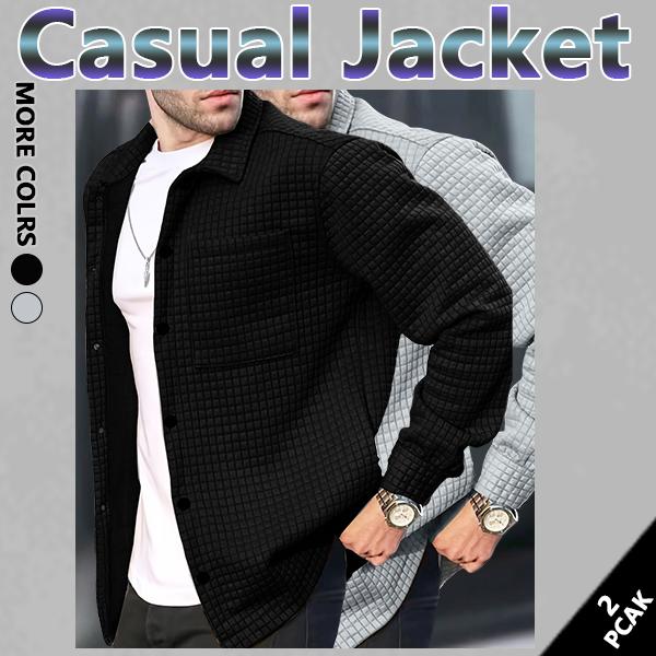 Men's autumn and winter lapel casual fashion long-sleeved shirt jacket, versatile daily men's long-sleeved jacket, classic men's clothing, tops