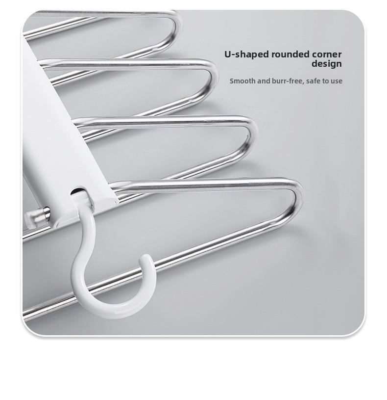 Stainless Steel Foldable Pants Hanger Non-Slip Multi-Functional Home Storage Space-Saving Hanger for Closet Organizing Anti-Scratch Laundry Rack