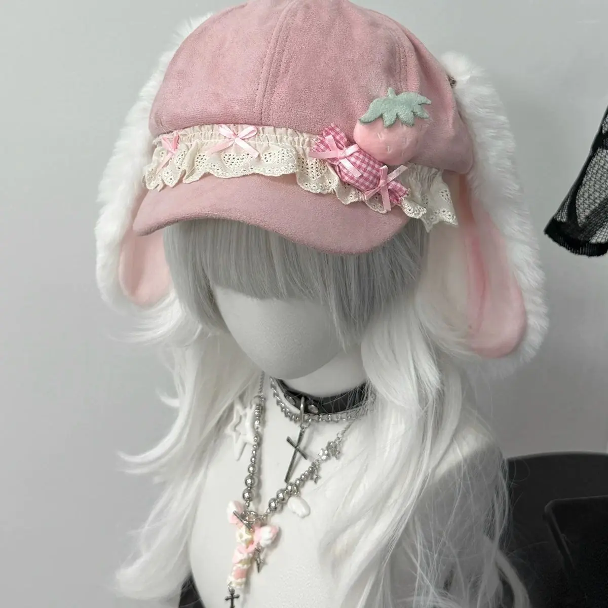 Women's Y2K Kawaii Plush Bunny Ear Bucket Hat - Soft Flap Fisherman Cap, Casual Outdoor Sun Hat for Aesthetic Streetwear Accessory