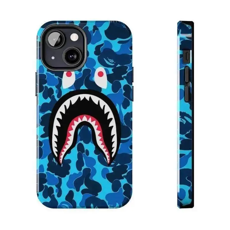 Bape Shark Camo Collage phone Cases For iPhone 17 16 15 14 13 12 Promax Pro Plus,Samsung S22-26  hard shell protection ,Unique design,best Gift