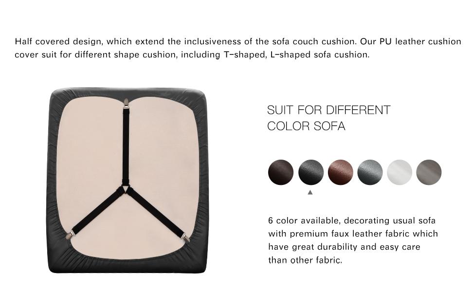 Couch Covers for Sectional Sofa L Shape PU Cushion Slipcover-Elastic RV Chaise Seat Cover Protector Slip Cover for Settee in Living Room(XXL, Black