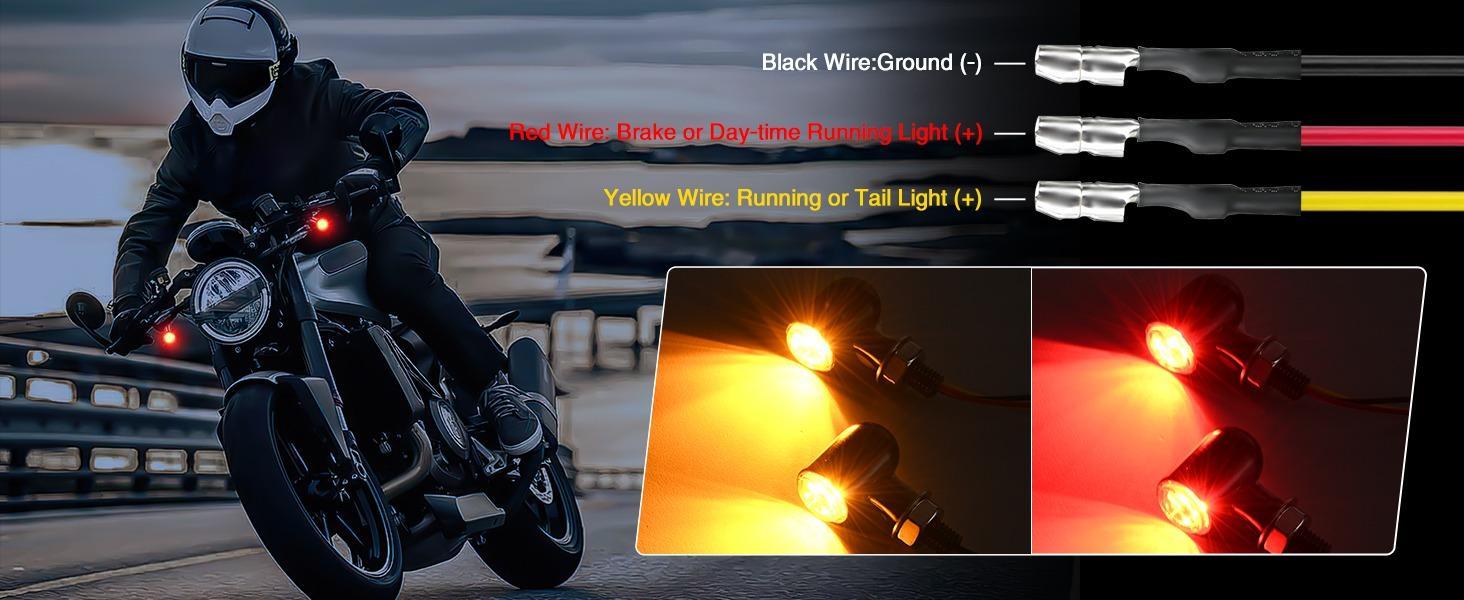 Nilight Motorcycle Rear LED Turn Signals Brake Tail Light Red Yellow Beam Mini Size Blinkers Compatible with Harley Honda Kawasaki Suzuki Triumph Yamaha Cruiser Nilight Motorcycle Rear LED Turn Signals Brake Tail Light Red Yellow Beam Mini Size Blinkers Compatible with Harley Honda Kawasaki Suzuki Triumph Yamaha Cruiser