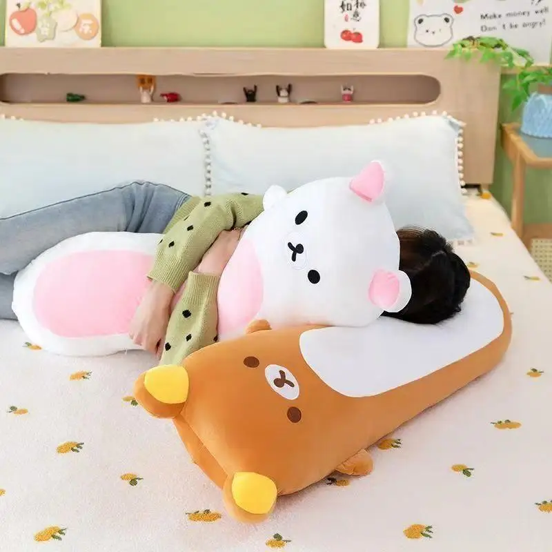 Kawaii Japanese Rilakkuma Long Plush Pillow 60/80cm Cute Baby Bear Sofa Bed Decorative Sleeping Pillow Ideal Couple Gift