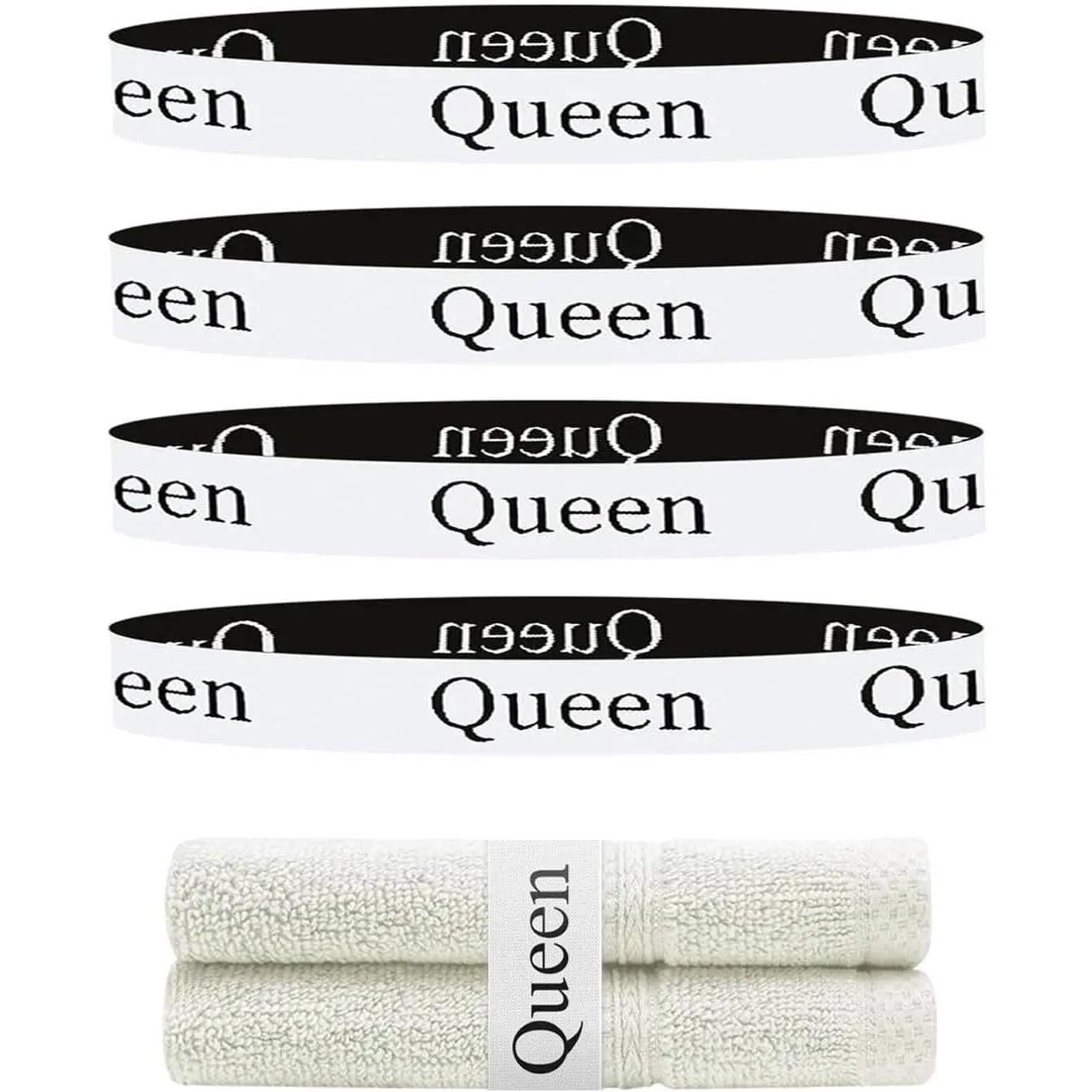 4 count Bed Sheet Organizer and Storage Size Label Bands, Elastic Linen Labels for Bed Sheet Sets, Elastic Bedding Bands for Organizing The Linen Closet( 4 count)