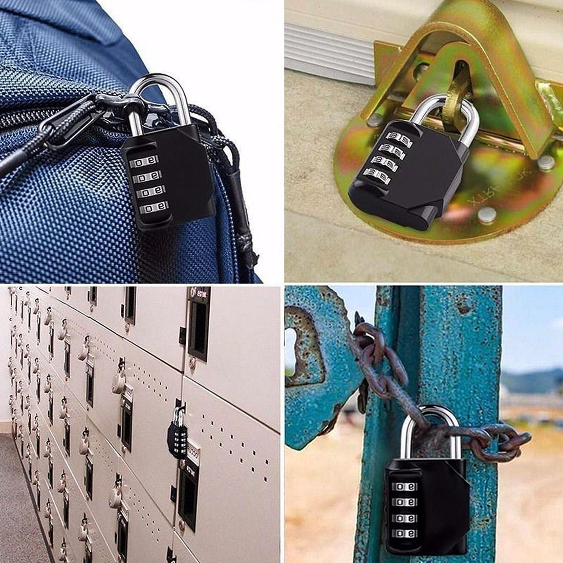 4-Digit Combination Lock, Outdoor and Indoor Waterproof Padlock for School, Gym or Sports Locker, Toolbox and Hasp Cabinet, Security Lock