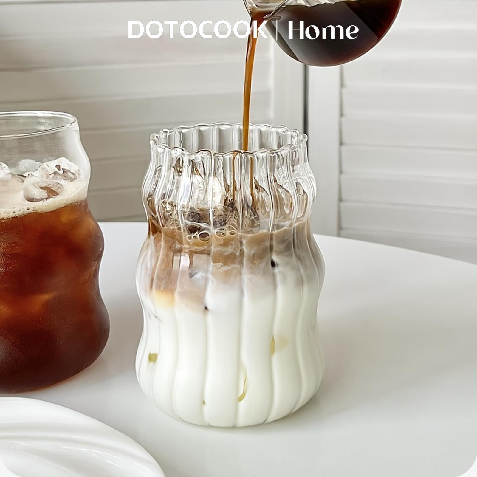 Glass Cup with Straw & Lid, 4/6 Counts Glass Cup Set Portable Clear Ripple Glass Cup with Cleaning Brush, Summer Cool Bottle Drinking Cup for Coffee, Latte, Water, Macha, Juice, Ribbed Glass Cup #TOP PICKS