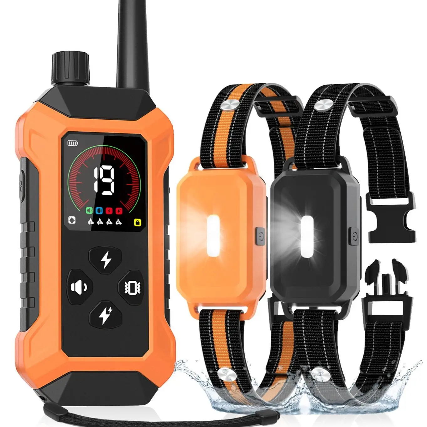 Dog Shock Collar 2 Pack (5–150Lbs), 4400FT Waterproof 2 Dog Training Collar with Remote Control 5 Training Modes Rechargeable Electric Dog Collar with Light, E Collars for Small Medium Large Dogs