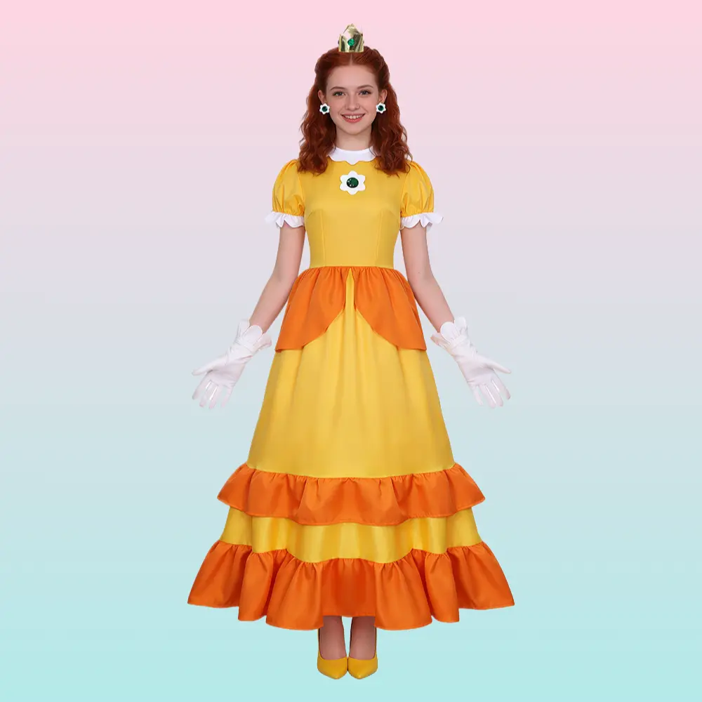 Princess Cosplay Dress Set Peach Daisy Rosalina Princess Gown Halloween Stage Performance Costume